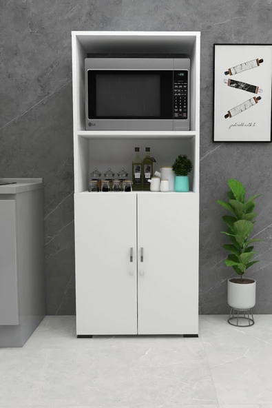 IRMAK MOBİLYA İki Kapılı Fırın Dolabı , 2 Kapaklı Bölmeli Mikrodalga Fırın Dolabı Mini Fırın Mutfak Dolabı ürün görseli 1