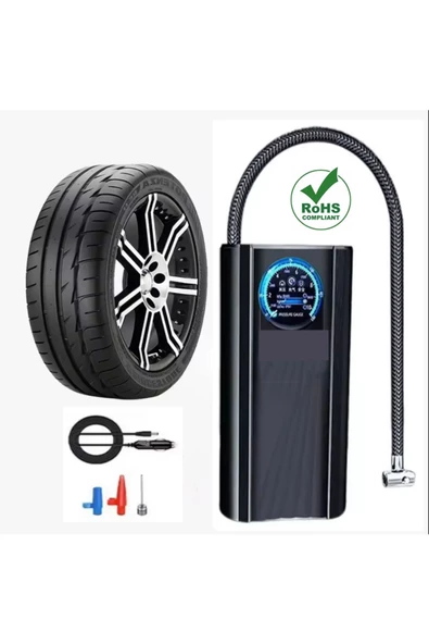 Slim Siyah Model Oto Kompresör Araç Lastik Şişirici Hava Pompası Taşınabilir ürün görseli 1