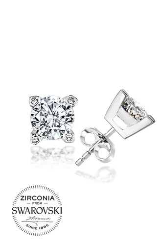 Gümüş Swarovski Zirconia Taşlı Tektaş Kadın Gümüş Küpe ürün görseli 1