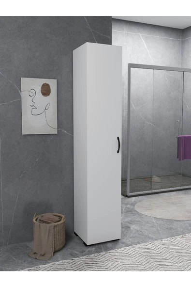 IRMAK DÜNYASI Irmak Mobilya Tek Kapaklı 5 Raflı Çok Amaçlı Banyo Mutfak Kiler Dolabı Tek Kapılı Dolap ürün görseli 1