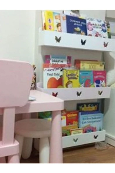 Kelebekli Lana Çocuk Odası Montessori Rafı ürün görseli 1