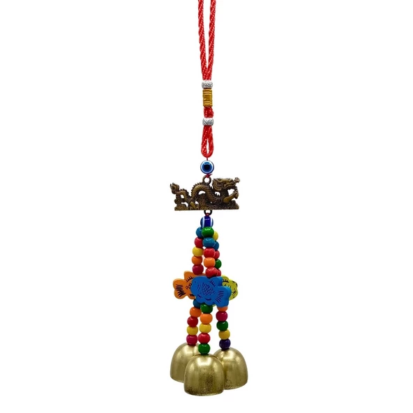 Feng Shui Dragon ve Üçlü Metal Çan 26 cm ürün görseli 1