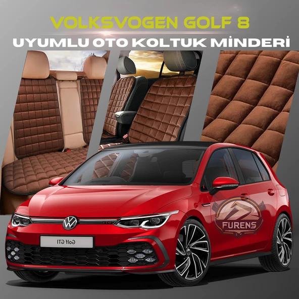 Volksvogen Golf 8 Kahverengi Renk Tay Tüyü Cepli & Terletmez Sırtlı Oto Koltuk Minder Seti - Koltuk Koruma Kılıfı (ÖN & ARKA TAM SET) ürün görseli 1