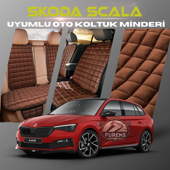 Skoda Scala Kahverengi Renk Tay Tüyü Cepli & Terletmez Sırtlı Oto Koltuk Minder Seti - Koltuk Koruma Kılıfı (ÖN & ARKA TAM SET) ürün görseli 1