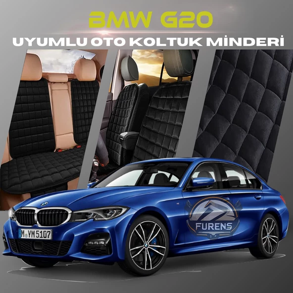 Bmw G20 Siyah Renk Tay Tüyü Cepli & Terletmez Sırtlı Oto Koltuk Minder Seti - Koltuk Koruma Kılıfı (ÖN & ARKA TAM SET) ürün görseli 1