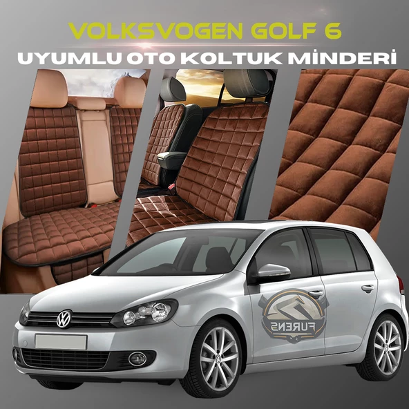Volksvogen Golf 6 Kahverengi Renk Tay Tüyü Cepli & Terletmez Sırtlı Oto Koltuk Minder Seti - Koltuk Koruma Kılıfı (ÖN & ARKA TAM SET) ürün görseli 1