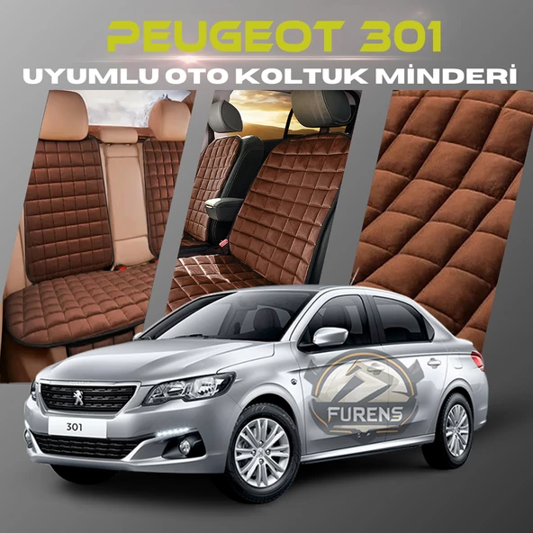 Peugeot 301 Kahverengi Renk Tay Tüyü Cepli & Terletmez Sırtlı Oto Koltuk Minder Seti - Koltuk Koruma Kılıfı (ÖN & ARKA TAM SET) ürün görseli 1