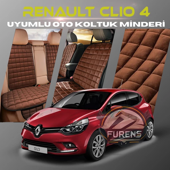 Renault Clio 4 Kahverengi Renk Tay Tüyü Cepli & Terletmez Sırtlı Oto Koltuk Minder Seti - Koltuk Koruma Kılıfı (ÖN & ARKA TAM SET) ürün görseli 1