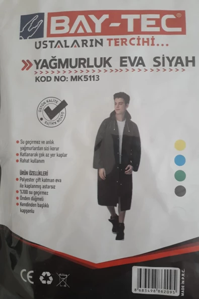 BAY-TEC YAĞMURLUK EVA SİYAH (MK-5113) - Resim 2