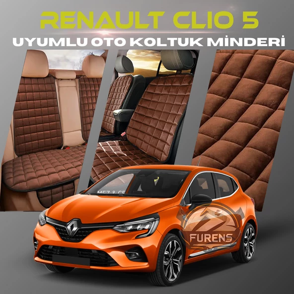 Renault Clio 5 Kahverengi Renk Tay Tüyü Cepli & Terletmez Sırtlı Oto Koltuk Minder Seti - Koltuk Koruma Kılıfı (ÖN & ARKA TAM SET) ürün görseli 1