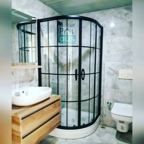 Siyah Karolaj Duşakabin Oval Duş Teknesi KD100 ürün görseli 1