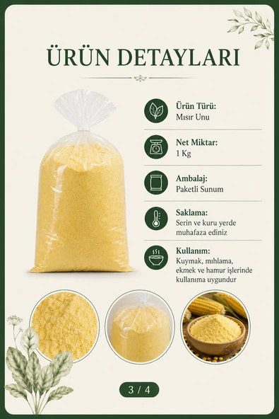 Köy değirmen mısır unu (1 kg) - Resim 4