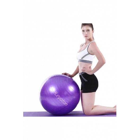 Pilates Topu Kalın Büyük Boy 75 Cm Pilates Topu Mor Renk+Pompa ürün görseli 1