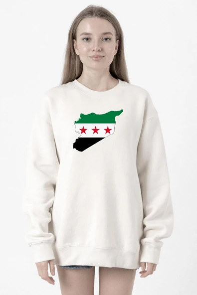 Suriye Yeni Bayrak Beyaz Kadın 2ip Sweatshirt ürün görseli 1