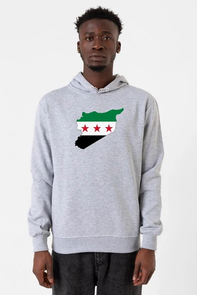 Suriye Yeni Bayrak Grimelanj Erkek Kapşonlu 3ip Sweatshirt ürün görseli 1