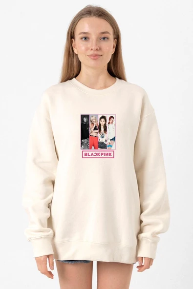 Black Pink Band Ekru Kadın 2ip Sweatshirt ürün görseli 1