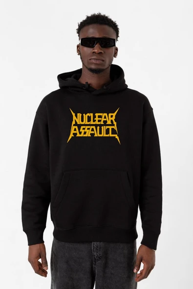 Nuclear Assault Lettern Siyah Erkek 3ip Kapşonlu Sweatshirt ürün görseli 1