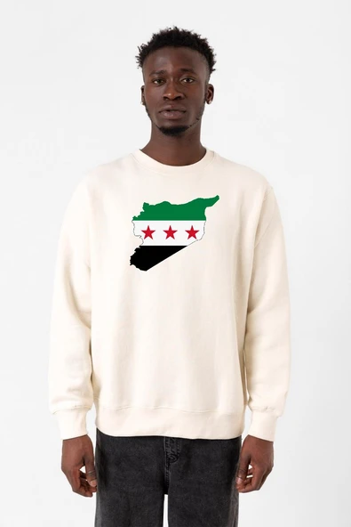 Suriye Yeni Bayrak Ekru Erkek 2ip Sweatshirt ürün görseli 1