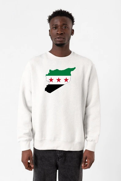 Suriye Yeni Bayrak Beyaz Erkek 2ip Sweatshirt ürün görseli 1