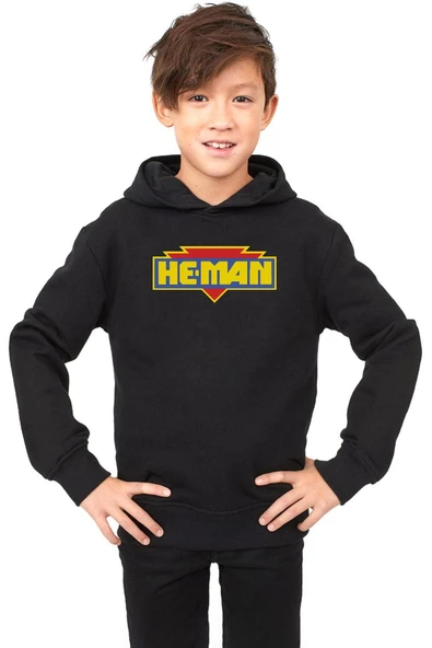 He Man Logo Siyah Çocuk 3ip Kapşonlu ürün görseli 1