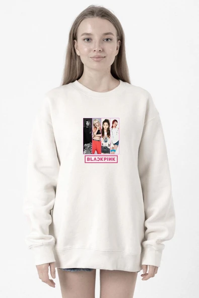 Black Pink Band Beyaz Kadın 2ip Sweatshirt ürün görseli 1