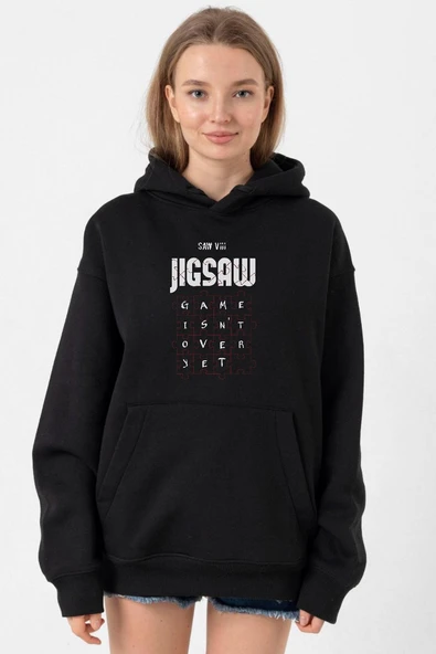 Jigsaw Game Isn_t Over Yet Siyah Kadın 3ip Kapşonlu ürün görseli 1