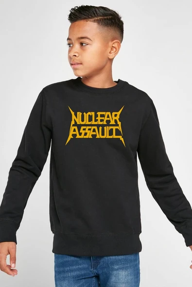Nuclear Assault Lettern Siyah Çocuk 2ip Sweatshirt ürün görseli 1