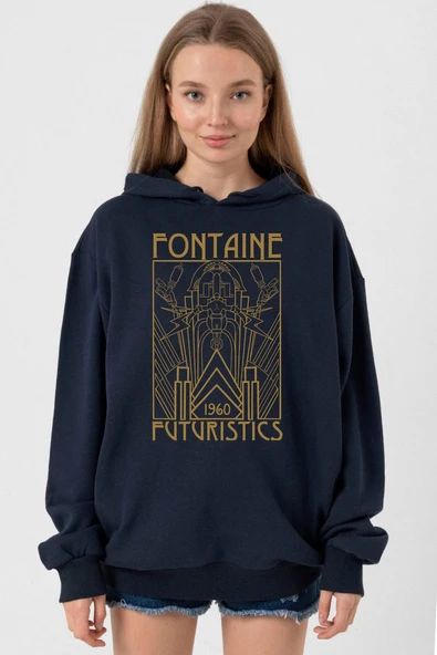 Bioshock Fontaine Futuristics Lacivert Kadın 3ip Kapşonlu ürün görseli 1