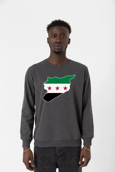 Suriye Yeni Bayrak Füme Erkek 2ip Sweatshirt ürün görseli 1