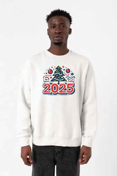 Happy New Year 2025 Essential Beyaz Erkek 2ip Sweatshirt ürün görseli 1