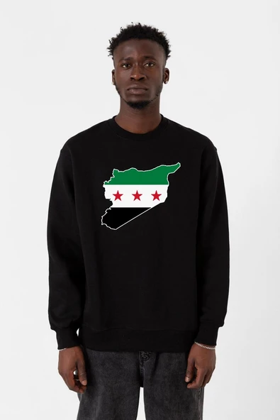 Suriye Yeni Bayrak Siyah Erkek 2ip Sweatshirt ürün görseli 1
