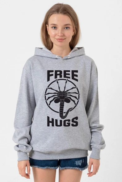 Free Facehugger Hugs Grimelanj Kadın 3ip Kapşonlu Sweatshirt ürün görseli 1