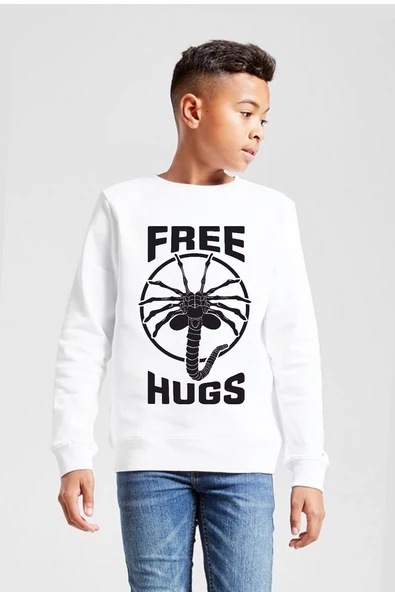 Free Facehugger Hugs Beyaz Çocuk 2ip Sweatshirt ürün görseli 1