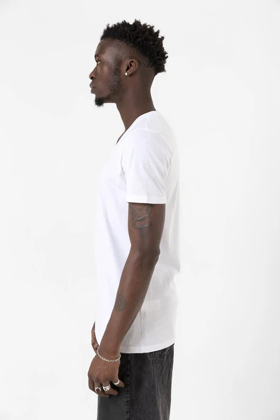 Dark Matter The Android Barcode Beyaz Erkek V yaka Tshirt - Resim 2