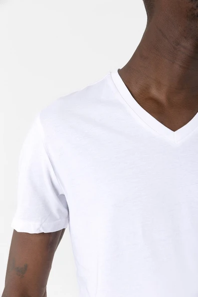 Dark Matter The Android Barcode Beyaz Erkek V yaka Tshirt - Resim 5