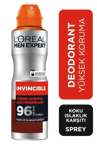 L'Oreal Paris Men Expert Invincible Anti-perspırant Yüksek Koruma Erkek Sprey Deodorant 150ml ürün görseli 1