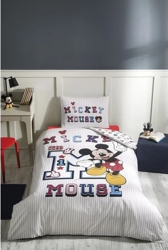 Özdilek Mickey Mouse College Gri Tek Kişilik Disney Lisanslı Lastikli Fitted Çarşaf Çocuk Nevresim Takım ürün görseli 1