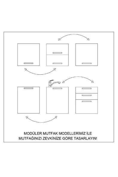 Fly Mobilya AHSEN 200 CM MUTFAK - Resim 7