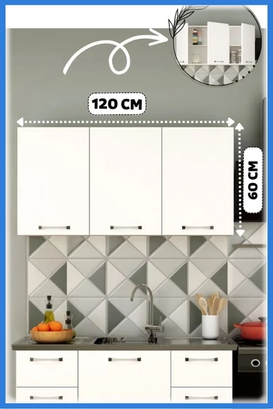 Fly Mobilya 120Cm Panovit Mini Üst Modül Mutfak ürün görseli 1