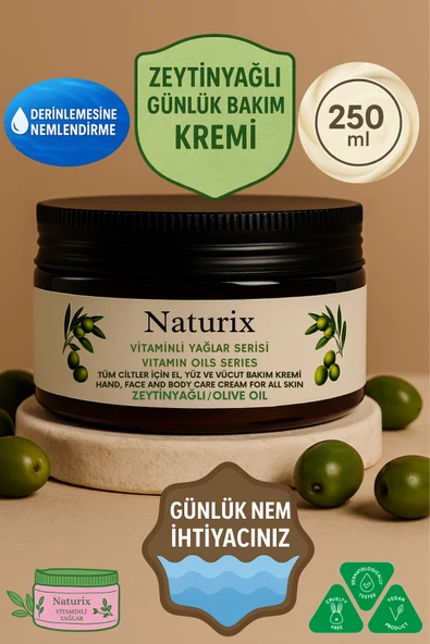 Zeytinyağlı Özlü El, Yüz ve Vücut Bakım Kremi 250 Ml - Vitaminli Yağlar Serisi Yoğun Nem Terapisi ürün görseli 1