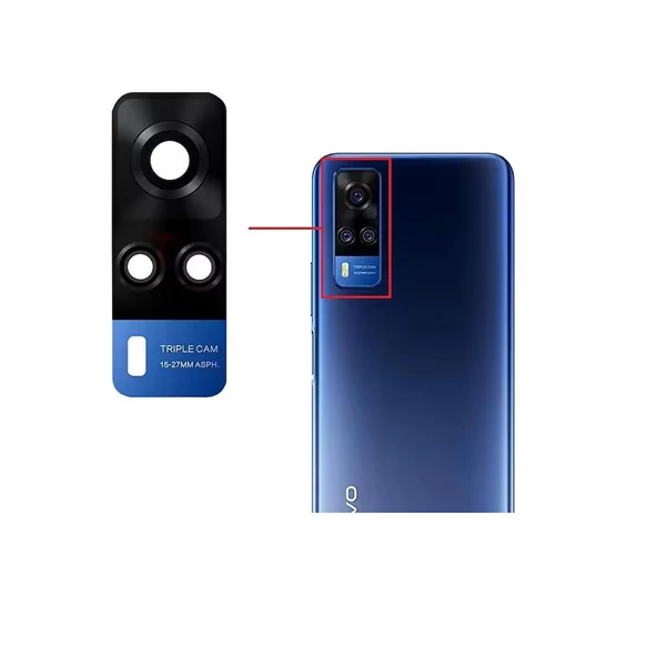 Vivo Y51 2020 İle Uyumlu Kamera Camı Mavi V2030 V2031 ürün görseli 1