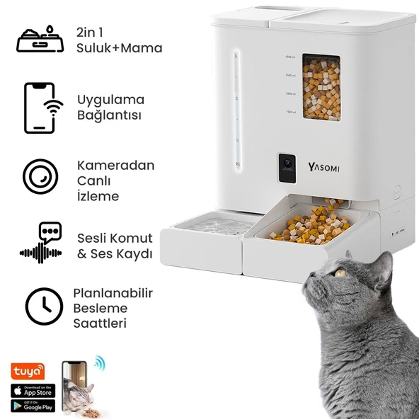 Yasomi DU F03V SmartPaw+ Akıllı Otomatik Mama ve Su Kabı (Beyaz) ürün görseli 1
