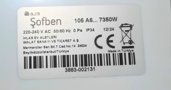 ihlas Aura Basic Yeni Model 105A6..7350w Tek Şofben - Resim 2