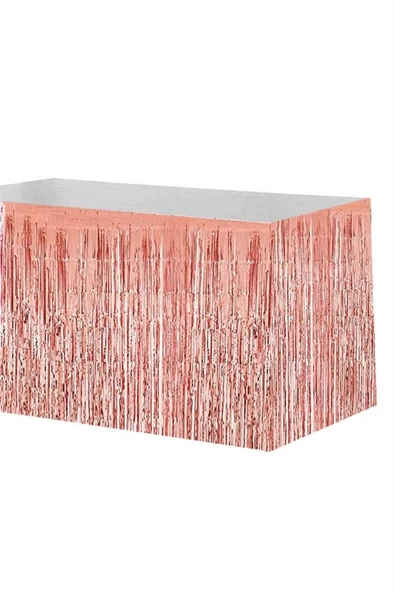 Beysüs Metalik Folyo Rose Gold Püskül Masa Eteği ürün görseli 1