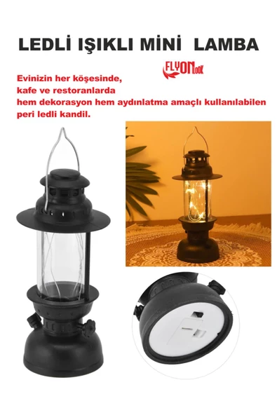 Led Mini Lamba Parti , Ev, Bahçe, Restorantlarda Hem Dekorasyon Hem Aydınlatma Fener Kamp Retro Tarz ürün görseli 1