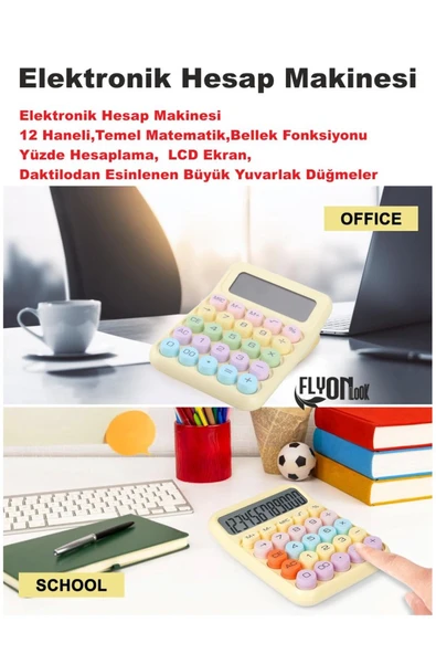 Yeni Tasarım  Renkli Büyük Düğme Elektronik Hesap Makinesi 14 Haneli  Temel Matematik  Yüzde Hesap ürün görseli 1