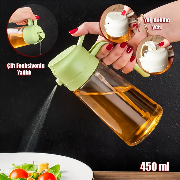 Porsima ALK-1900 Çok Amaçlı Cam Sprey Şişe -Yağdanlık Limon Sirke Sos Püskürtücü, Sızdırmaz Yağdanlık Yeşil ürün görseli 1