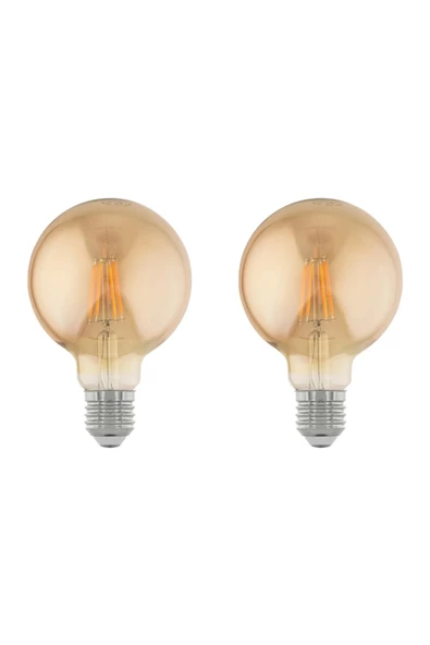 4W 220V E27 G95 Rustik LED Ampul G95-4C 2'li Paket amber ürün görseli 1