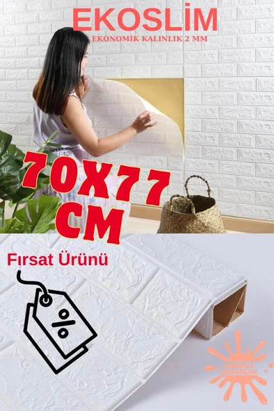 Renkli Duvarlar Ekoslim 70x77cm 1 Adet Yapışkanlı Silinebilir Ofis Salon Kaplama Sünger 2mm Duvar Paneli Kağıdı ürün görseli 1
