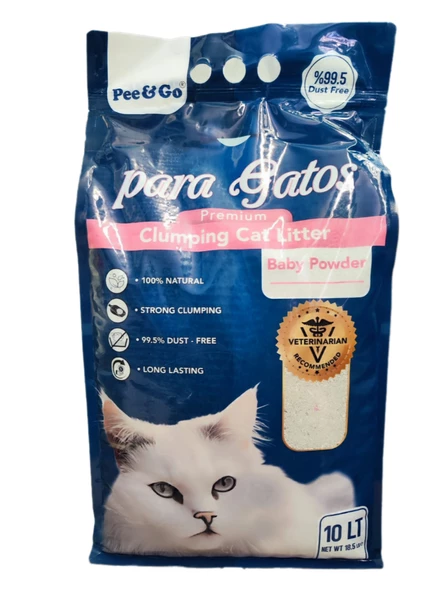 Pee&Go Clumping Cat Litter Baby Powder (Bebek-Pudralı) ürün görseli 1